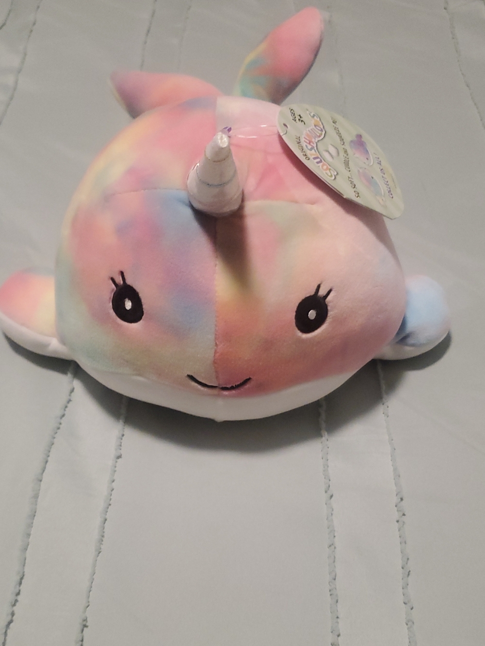 Natalie Squishmallows Pastel Pink and Blue Narwhal Plush